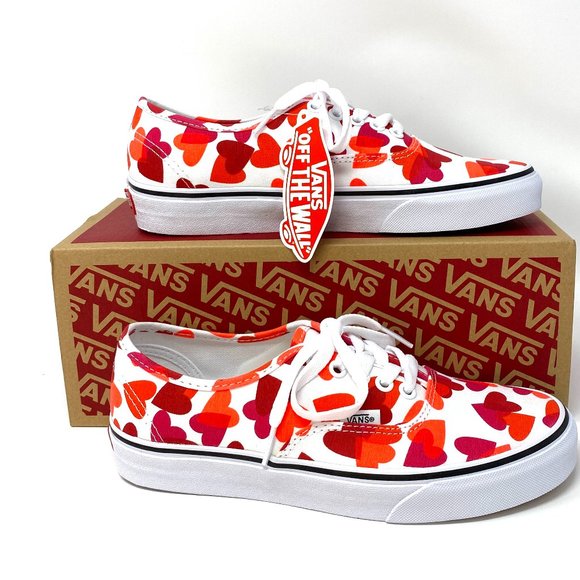 VANS Authentic Valentines ❤️ White Red Shoes Heart Pattern Women's VN0A348A40Q - Picture 3 of 11